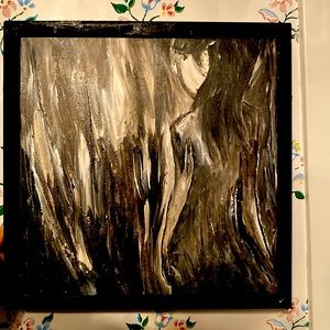 A beautiful abstract painting of a woman lost in her own thoughts